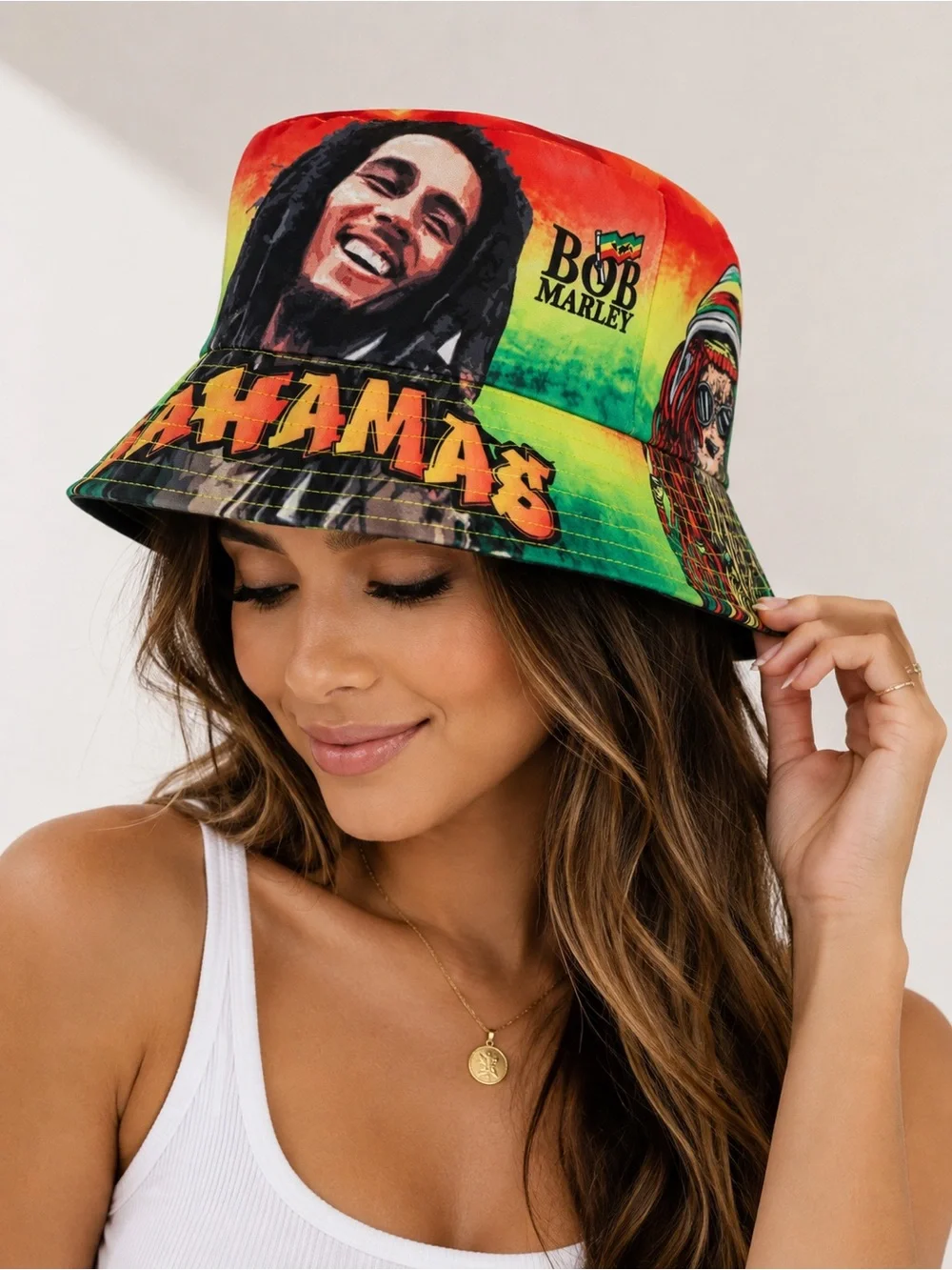 Bob Marley Bahamas Rasta Bucket Hat Tie-Dye Reggae Festival Hat